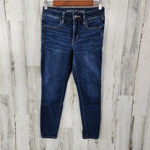 American Eagle Womens Jeggings Size 6S Blue Denim Cotton Stretch Skinny Leg Slim